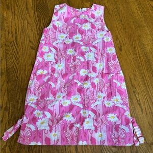Lilly Pulitzer Girls Pink Butterfly Socialite Shift Dress size youth 8
